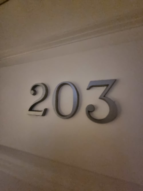 Room 203 door number at B&B Il Conservatorio hotel in Naples, Italy
