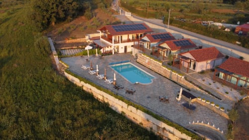 Drone view Olive Hill Guesthouse in Batalha, Portugal.
