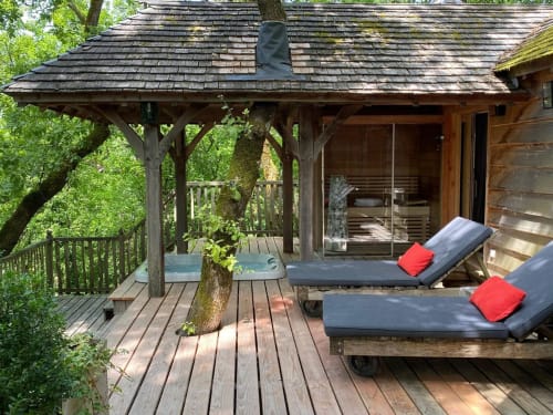 terrasse perchée, château puybeton, sauna, spa