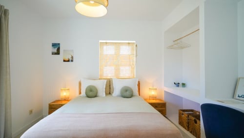 Hoopoe room | Birds of Paradise - Unique, bright and beautiful en-suite bathroom, comfy bed, a work desk and chair, a closet with hangers, shelves and a private terrace in the garden