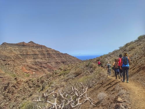Hiking on a trail in La Aldea