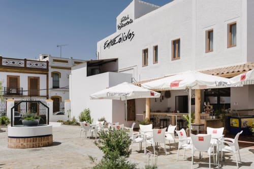 jardin, restaurante, patio, aire, libre, hotel, entreolivos, sierra norte de sevilla