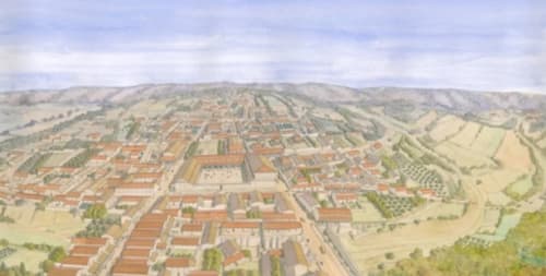 Vue aérienne du village de Chavin près du gîte Aux Prés Du Berry en Berry, France, avec ses rues organisées et terres agricoles