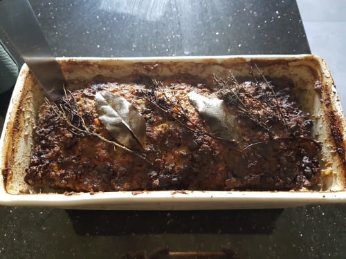La terrine campagnarde juste sortie du four - un régal