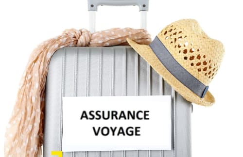 Travel insurance luggage with straw hat and scarf at Locations Loc'Maria, Belle Ile en Mer