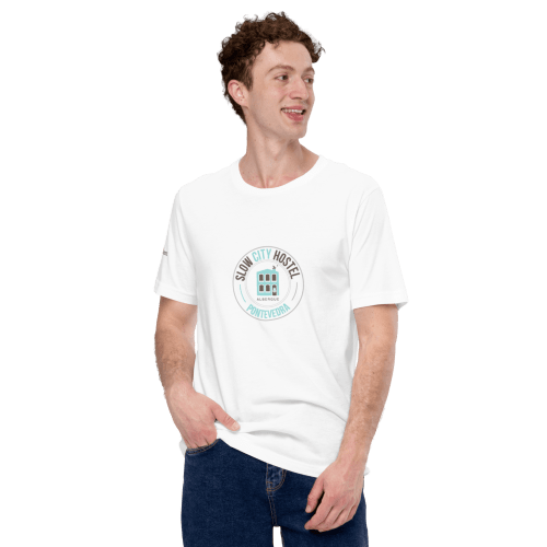 Camiseta del Slow City Hostel sin costuras para el camino De Santiago