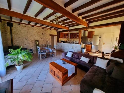 large bright living dining room