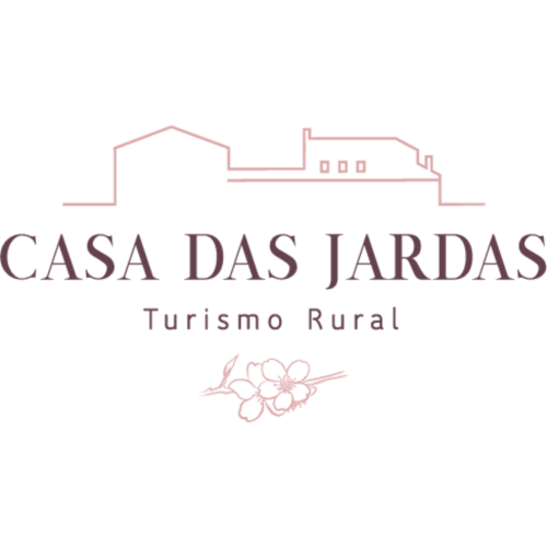 Casa das Jardas Turismo Rural logo with house illustration and floral design, Ladoeiro Portugal