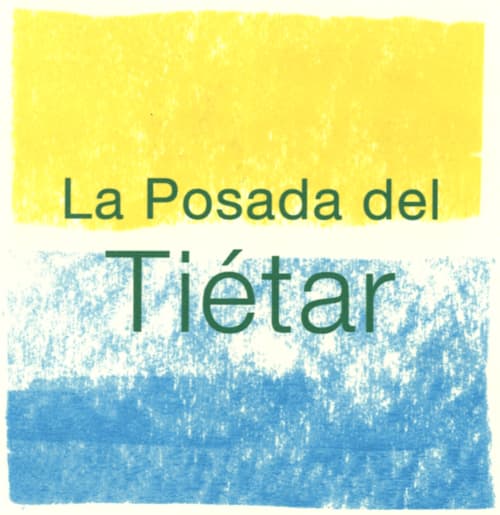 Logotipo de La Posada del Tiétar con diseño de rayas amarillas y azules para este bed and breakfast español