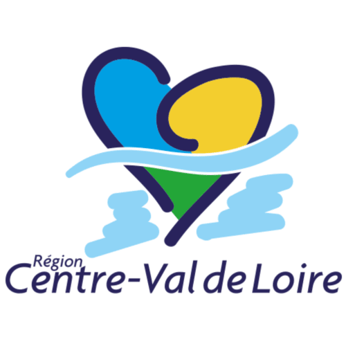 Logo de la région Centre-Val de Loire avec des formes géométriques colorées et des mains