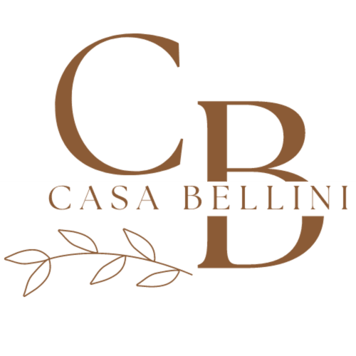 Casa Bellini logo with stylized CB monogram and olive branch, luxury bed and breakfast in Palermo, Italy