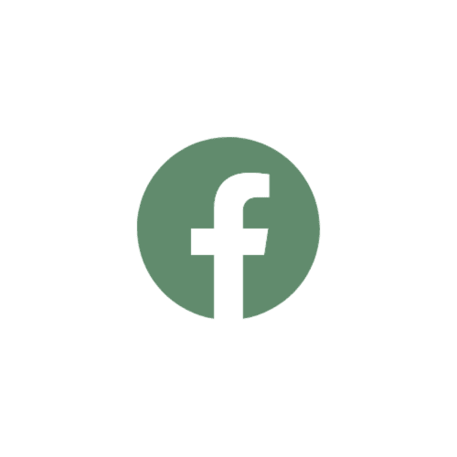 Facebook logo in green circle - Three Little Pigs hotel social media, Blandford Forum