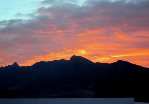 sunset of the mountains