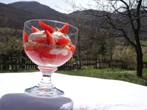 Parfait aux fraises avec chantilly maison