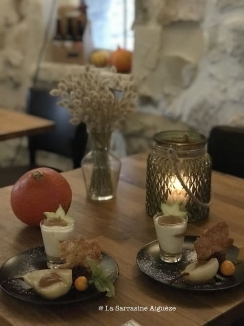 Dessert fait maison @La Sarrasine Gîtes de vacances & more Le Comptoir des Sarrasins Restaurant Produits locaux & Idées cadeaux Aiguèze