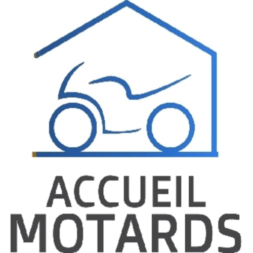 Accueil Motards logo featuring a house with motorcycle icon for La ferme de l'Ostrevent B&B in Estrées