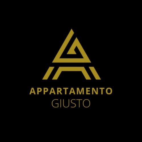 L'Appartamento Giusto logo - gold geometric triangle design on black background, Bologna BnB