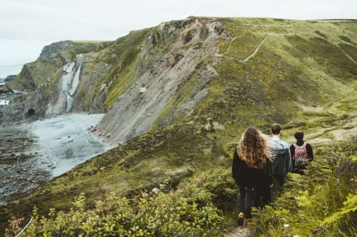 Walking along the cliffs.