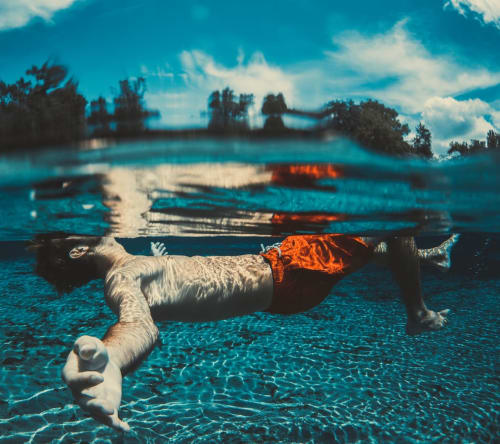 Swimming in a clear sea.