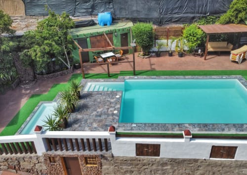 Aerial view of the privates swimming pools of the F&C holiday accommodation