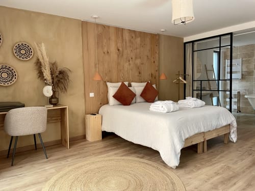 Elegant double bedroom in a private spa lodge