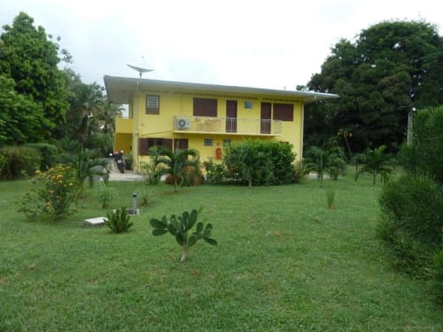 Vue sur jardin au petit canal fleuri à rémire-montjoly, guyane