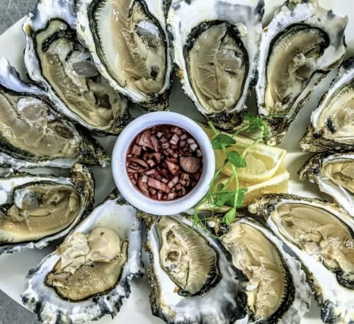 Fresh oysters with mignonette sauce at Seabrook Lodge, Clifden, Co. Galway, Ireland