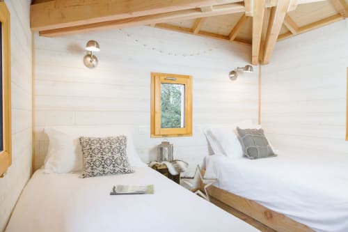 Twin Beds in the Children's Bedroom in the Treehouses |  Unusual Family Holidays in France 