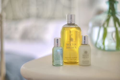 Molton Brown luxury toiletries displayed at Dee-8 hotel in West Kirby, Wirral