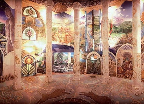 CasaRosada B&B in Vidracco features ornate Egyptian-themed interior with carved columns and hieroglyphic murals