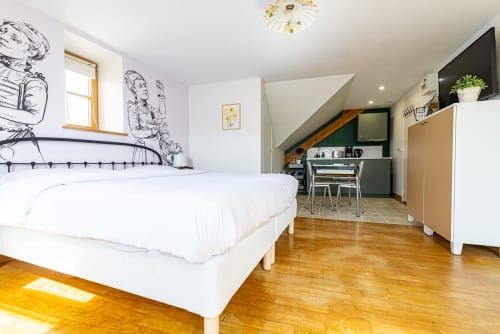 Logis Marie apartment at La Maison George in Flavigny sur Ozerain with bed, desk, and modern amenities