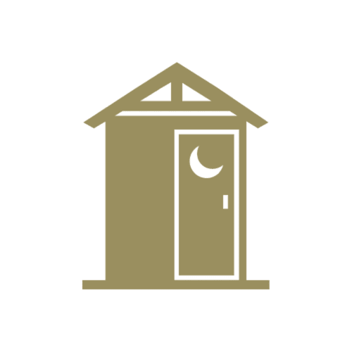 Icono de cabaña de baño exterior para el hostal Cayuco Maya en Bacalar, México