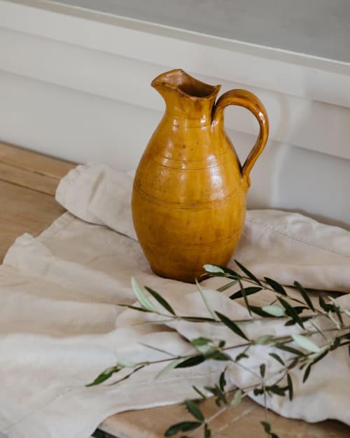 Pichet provençal en grès. Décoration vintage. Objet chiné. Brocante.