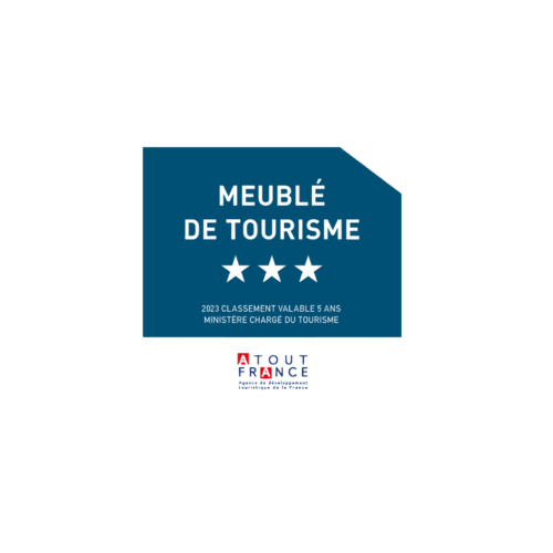 Badge de certification Meublés de Tourisme 3 étoiles Le Mas de Trépeloup, Alès France - Atout France 2023