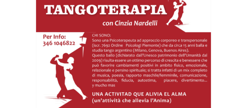 Tangoterapia con Cinzia Nardelli - locandina dell'attività di danza tango terapeutico presso CasaRosada