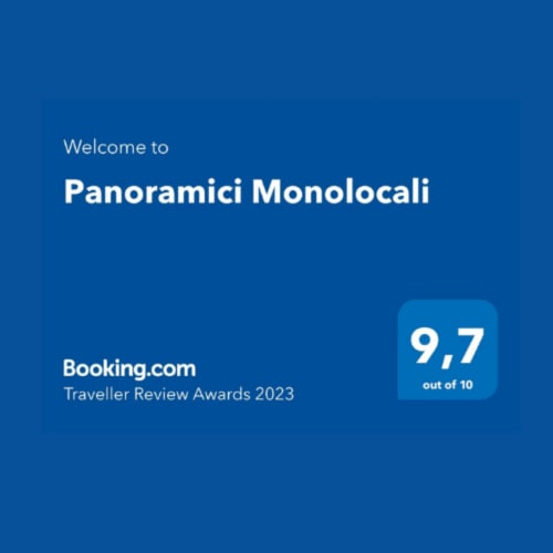 Schermata di benvenuto di Panoramici Monolocali con riconoscimento Booking.com Traveller Review Award 2023 da 9.7/10