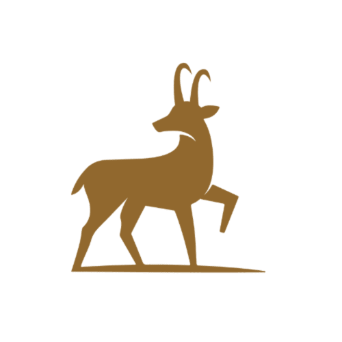 Logo stylisé d'une silhouette de chèvre marron pour Repaire Des Darous, un gîte rural à Saulxures sur Moselotte, en France.