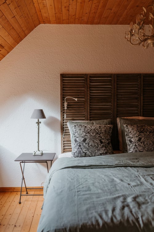 Chambre parentale, lit 160cm et draps en lin