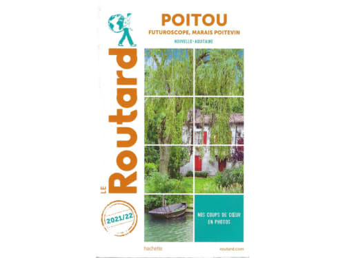 Poitou travel guide cover for Poitiers, Nouvelle-Aquitaine featuring lush gardens and waterside scenes