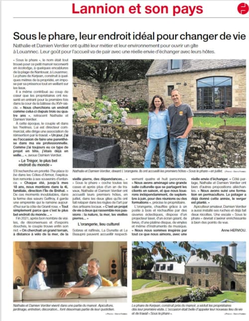 Article de OUEST FRANCE sur "Sous le Phare"