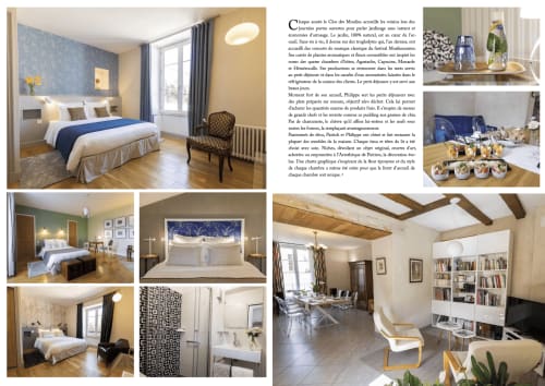 Clos des Moulins boutique hotel rooms and common areas in Poitiers featuring elegant bedrooms and lounge spaces