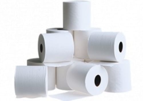 Stack of white toilet paper rolls at Clos des Moulins bed and breakfast in Poitiers