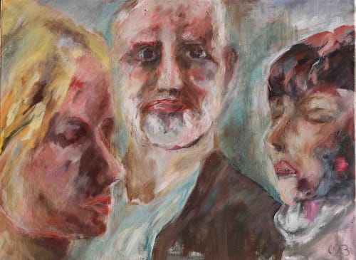 Trois visages expressifs peints aux pastels doux à la Villa République Normandie, Caen