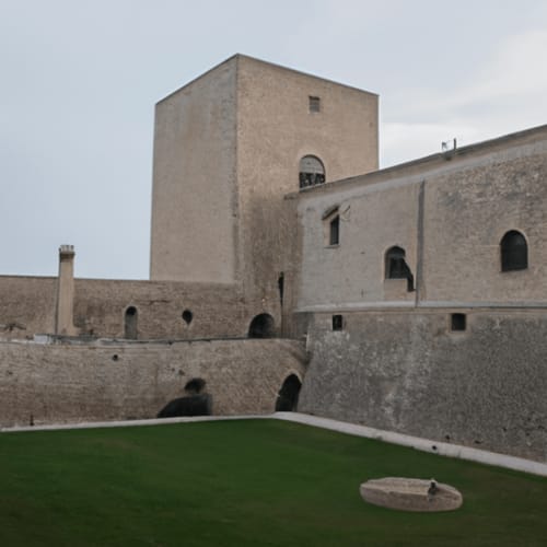 Scatto del maestoso Castello Svevo di Bari con la sua imponente architettura medievale.