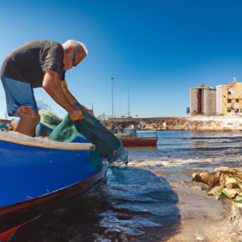 Scatto di un pescatore locale durante un'esperienza di pesca a Bari.