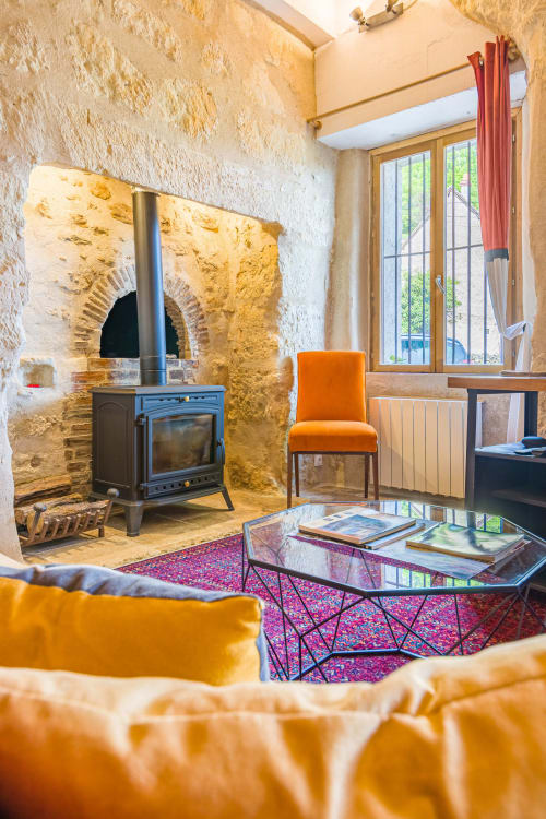 Coin salon du gîte Le 161 aux Gîtes de la Rochère à Noizay, entre Amboise et Tours