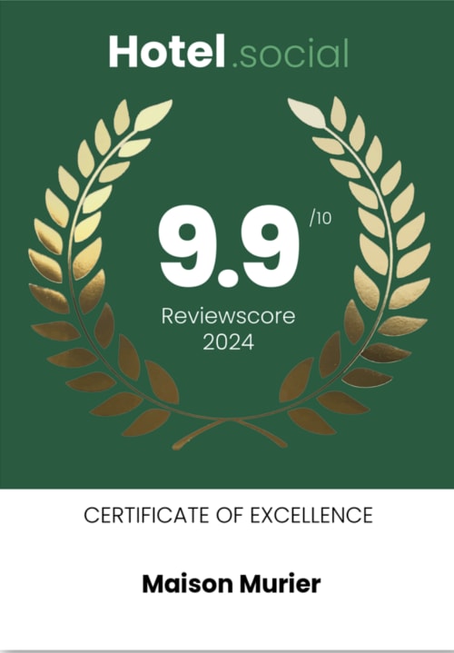 Hotel.social Certificate of Excellence 2024 for Maison Mûrier, Fayssac - 9.9/10 rating