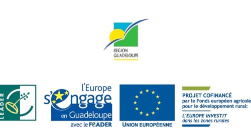 European and Guadeloupe regional funding logos for rural development project in Saint-Claude