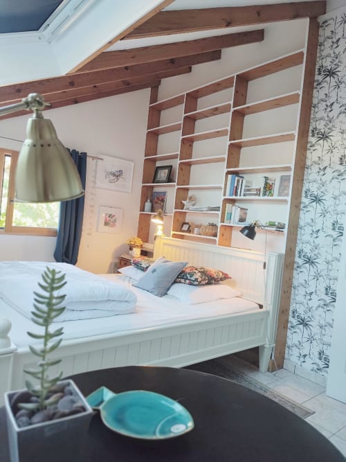 Chambre principale au rez de chaussée de La Maison du Pêcheur, Doëlan, confortable et lumineux ; grande maison vue mer plage à pied 