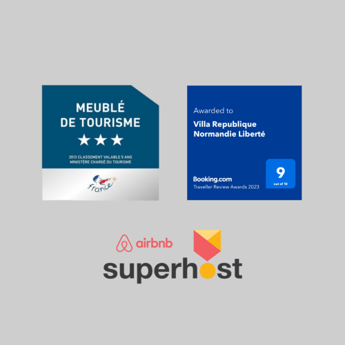 Villa République Normandie : Meublé de tourisme 3 étoiles, note Booking.com 9/10, badge Airbnb Superhost